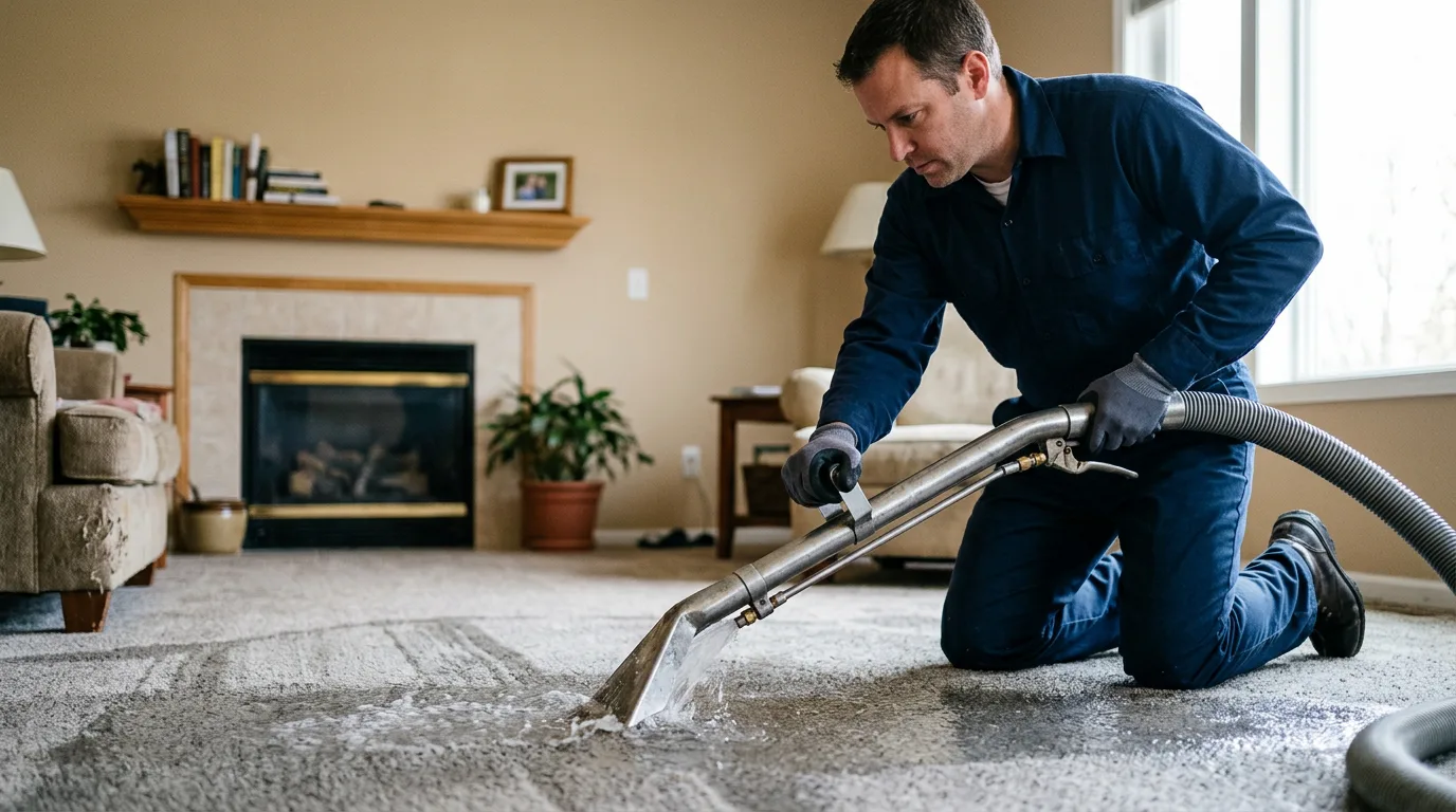 Water damage restoration technician working near Cleveland, ND